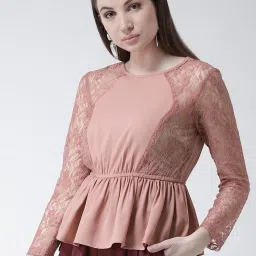 KASSUALLY Pink Self Design Top image 3