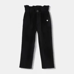 Blue Giraffe Girls Black Cotton Solid 1 Trouser-image-1