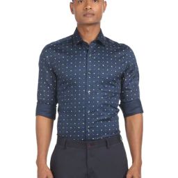 Arrow Blue Cotton Slim Fit Printed Shirt-picture-31