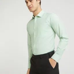Park Avenue Green Slim Fit Texture Shirt image 3
