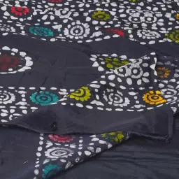 Unnati Silks Black Silk Printed Saree With Unstitched Blouse image 3