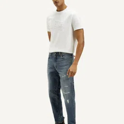 Levi's 550'92 Blue Cotton Relaxed Fit Distressed Jeans image 3
