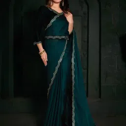 Saree Mall Green Silk Embellished Saree With Unstitched Blouse-picture-18