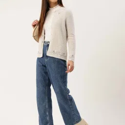 Apsley Beige Embroidered Cardigan image 3