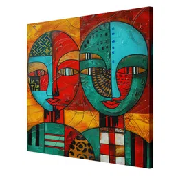 999Store Red & Blue Abstract Faces Canvas Wall Art image 3