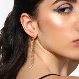 Sohi Gold Plated Party Designer Stone Dangler Earrings image 3