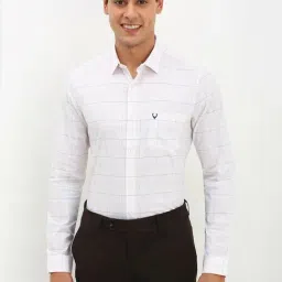 Allen Solly White Slim Fit Checks Shirt-image-90