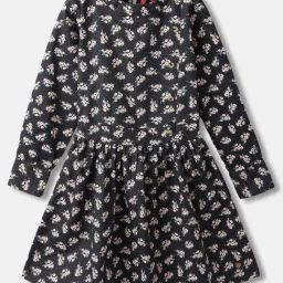 Blue Giraffe Girls Black Cotton Printed Full Sleeves Dress-picture-23