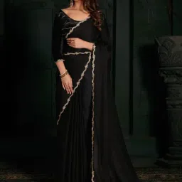 Saree Mall Black Embellished Saree With Unstitched Blouse-picture-16