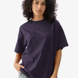 The Souled Store Purple Relaxed Fit Oversized T-Shirt-image-27