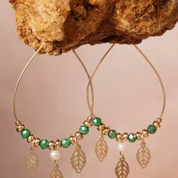 Forever Glam by Pantaloons Leaf Shaped Hoop Earrings-picture-23