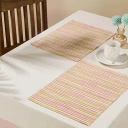 Fabindia Home Pink Cotton 322 GSM Printed Bougainvillea Table Mat - Set of 6-image-99