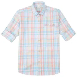 Cavio Boys Pink Cotton Comfort Fit Chequered Shirt-picture-31
