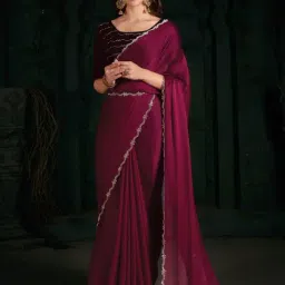 Saree Mall Pink Embellished Saree With Unstitched Blouse-image-9