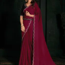 Saree Mall Pink Silk Embellished Saree With Unstitched Blouse-picture-13