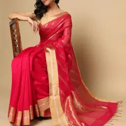Fabindia Pink Woven Design Saree image 4