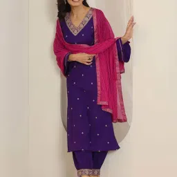 Libas Purple Embroidered Kurta and Salwar with Dupatta-image-41