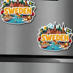 GIFTSHALA 2 Pieces Yellow & Green Sweden Printed Decorative Magnets image 5