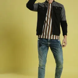 Campus Sutra Black & Olive Full Sleeves Windcheater Jacket image 5