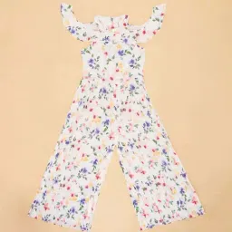 Pantaloons Junior Kids Bright White Floral Jumpsuit & Dungaree image 3