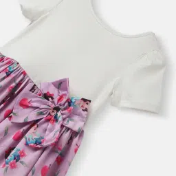 Nauti Nati Girls White And Pink Graphic Print Dress image 3