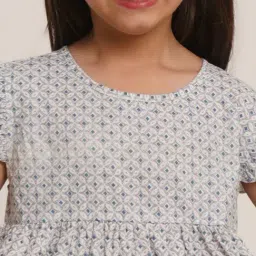 Creative Kid'S Girls White Cotton Regular Fit Printed Dress image 5