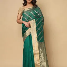 Fabindia Green Woven Design Saree-image-27