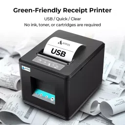 ATPOS AT-301 80 mm (3 inch) USB Direct Thermal Receipt Printer with Auto Cutter AT301U (Black) image 4