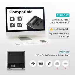 ATPOS AT-301 80 mm (3 inch) USB Direct Thermal Receipt Printer with Auto Cutter AT301U (Black) image 5