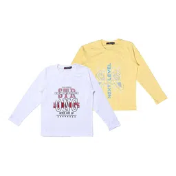 NeuVin Pack Of 2 Kids Graphic Printed Round Neck Long Sleeves Regular Fit Casual T-Shirts-image-45