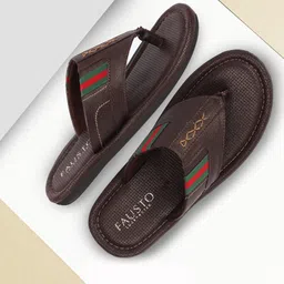 FAUSTO Men Brown & Red Thong Flip-Flops-picture-27