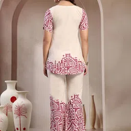 Indibelle Printed Pure Cotton Round Neck Tunic With Trouser image 2