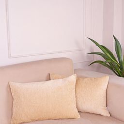 STITCHNEST Beige 2 Pieces Velvet Rectangle Shaped Cushion Covers-picture-47
