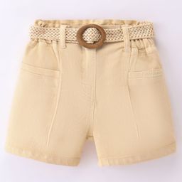 Little Kangaroos Cotton Knit Solid Color Shorts- Beige-picture-47