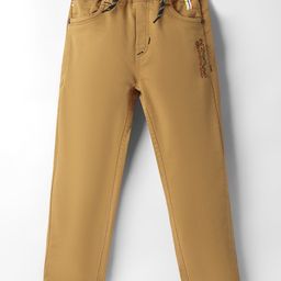 Olio Kids Cotton Woven Full Length Trousers with Text Embroidery - Khaki-picture-35
