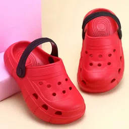 Pine Kids Solid Color Back Strap Closure Clogs - Red-picture-23