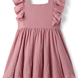 kookie kids india Kookie Kids Knit Frill Sleeves Solid Frock - Mauve image 2