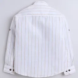 BAATCHEET Cotton Linen Woven Full Sleeves Striped Shirt - White image 3