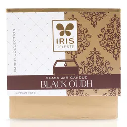 Iris Celeste Fragrance Black Oudh Variant Madhina Star Amber Collection Matka Candle - 145 g image 3
