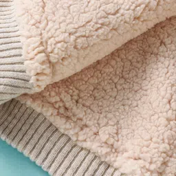 Yellow Apple Cotton Knit Full Sleeves Solid Color Hooded Front Open Sweater - Tan image 3