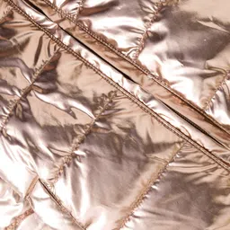 Babyhug Woven Full Sleeves Solid Metallic Color Hooded Padded Jacket - Pink image 3