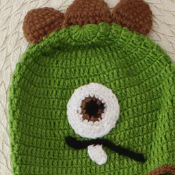 Woonie Cute Monster Designed Hand Knitted Cap - Green - Circumference 35 Cm image 3