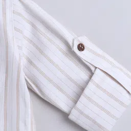 BAATCHEET Cotton Linen Woven Full Sleeves Striped Shirt - White image 5