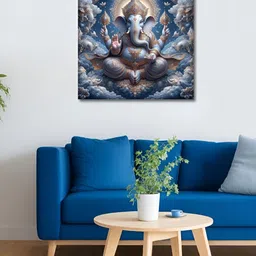 OLIVE TREE Blue & Off White 1 Piece Canvas Religious Wall Paintings-image-103