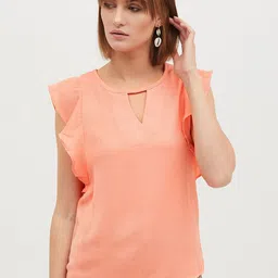 Harpa Women Peach-Coloured Solid Top image 1