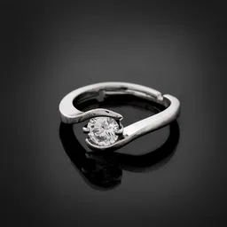 Voylla Rhodium-Plated Sparkling Elegance Radiant Grace American Diamond-Studded Ring image 1