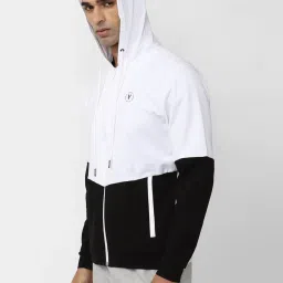 Van Heusen Flex White Slim Fit Colour Block Hooded Sweatshirt image 3