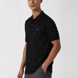 Van Heusen Black Regular Fit Printed Polo T-Shirt image 3