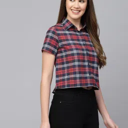 SELVIA Navy & Red Checks Shirt image 3