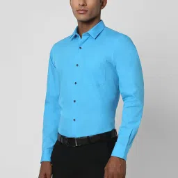 Peter England Blue Cotton Slim Fit Shirt image 3